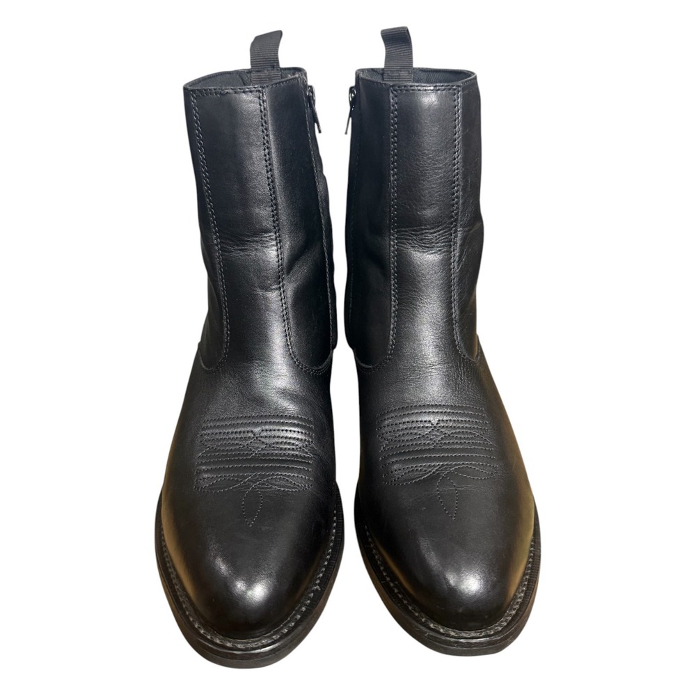Laredo 62070 Men Black Leather Side Zip Western Cowboy Boots 9.5 D Round Toe